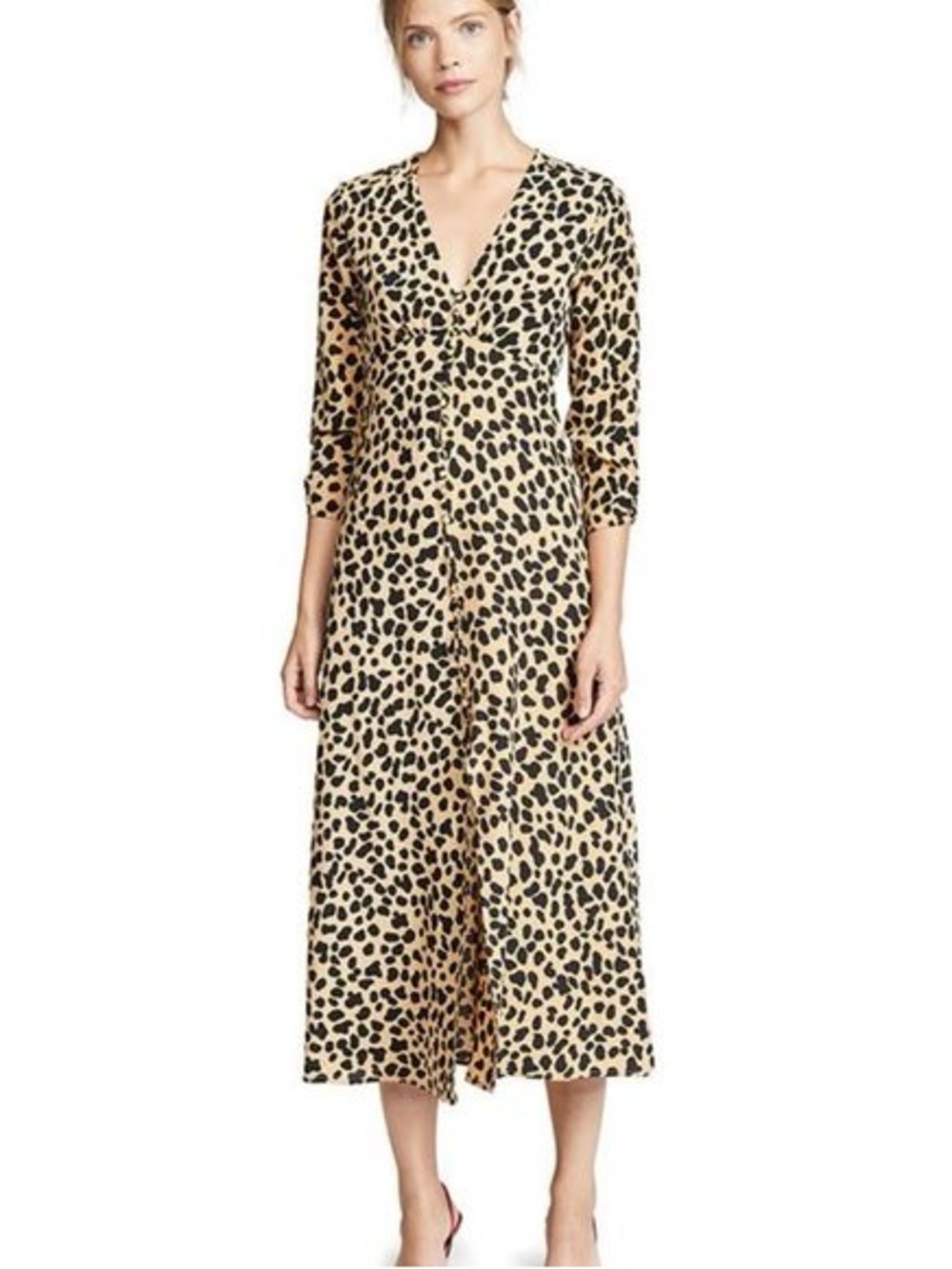 RIXO SILK CHEETAH DRESS